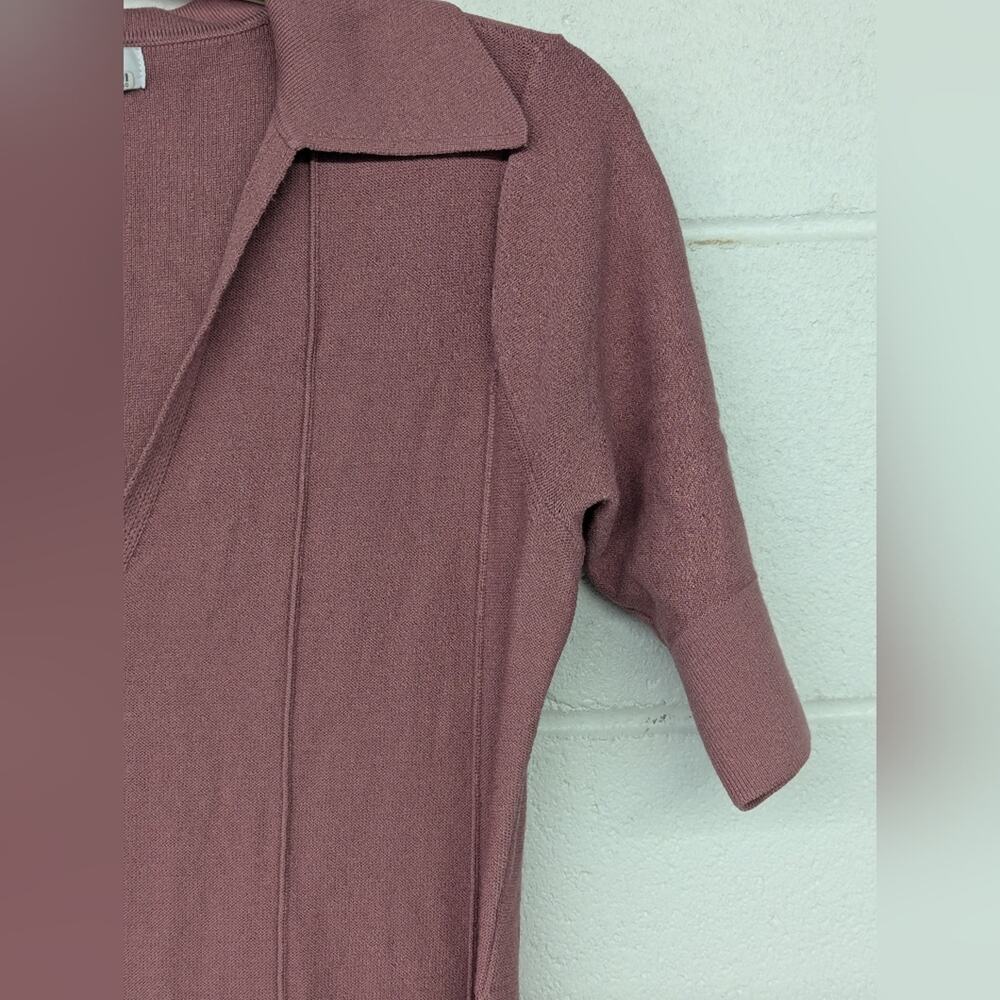 RTR sz Xs Adam Lippes Collective Knit Collar Dress sweater belted dusty pink - Picture 7 of 9